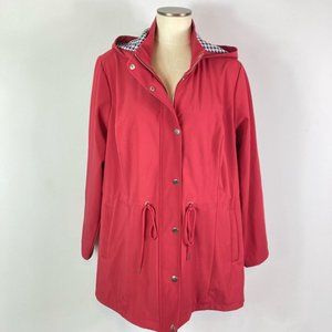 Market & Spruce Red Rain Jacket Houndstooth Lining Plus Size 2XL